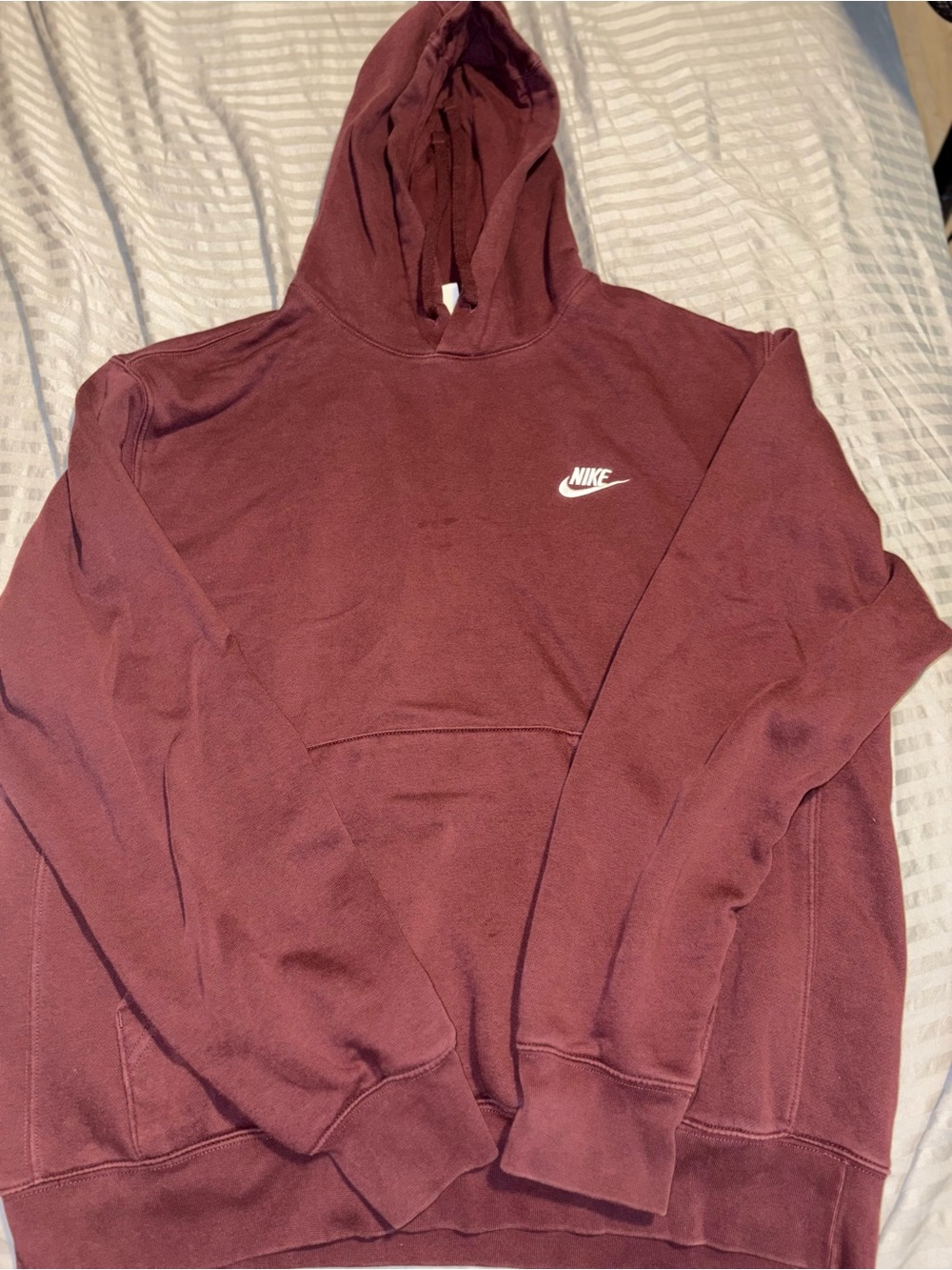Nike Men’s Burgundy Pullover Hoodie with White Logo